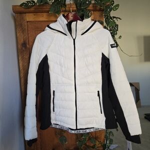 Calvin Klein Performance Women's White/Black Puffer Jacket - Size M